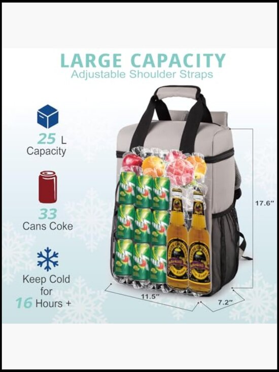 Insulated Leakproof Cooler Backpack Large Capacity Lightweight Camping Hiking
